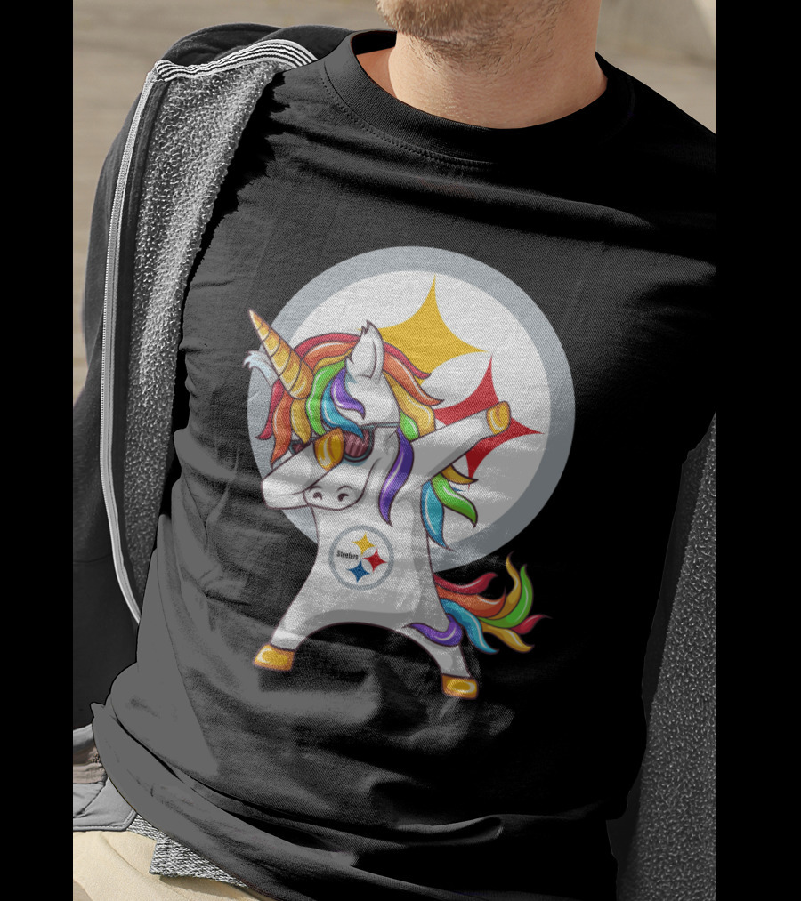 Steelers Rainbow Unicorn Dab With Pittsburgh Steelers T-Shirt
