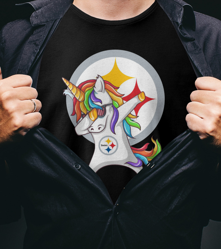 Steelers Rainbow Unicorn Dab With Pittsburgh Steelers T-Shirt