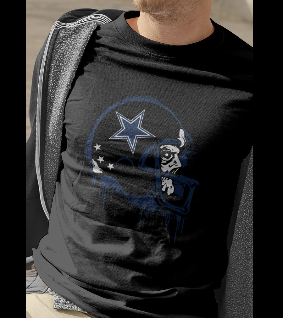 Zombie Skull Dallas Cowboys Helmet Stars Football T-Shirt