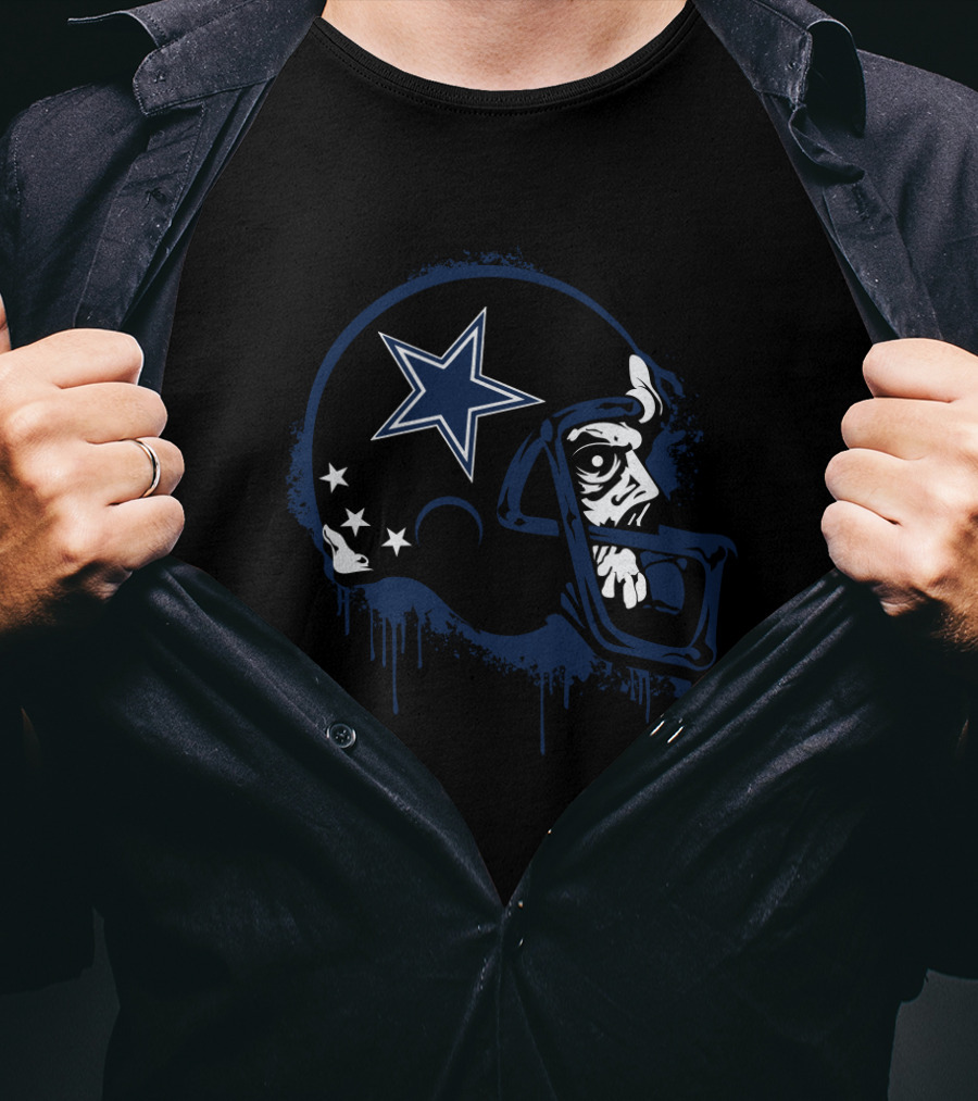 Zombie Skull Dallas Cowboys Helmet Stars Football T-Shirt