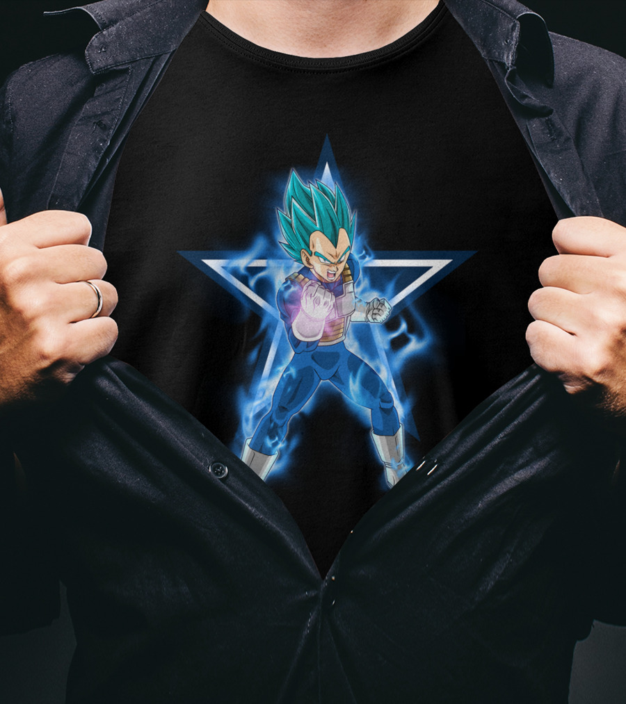 Dallas Cowboys Vegeta Super Saiyan Blue Star Fusion T-Shirt