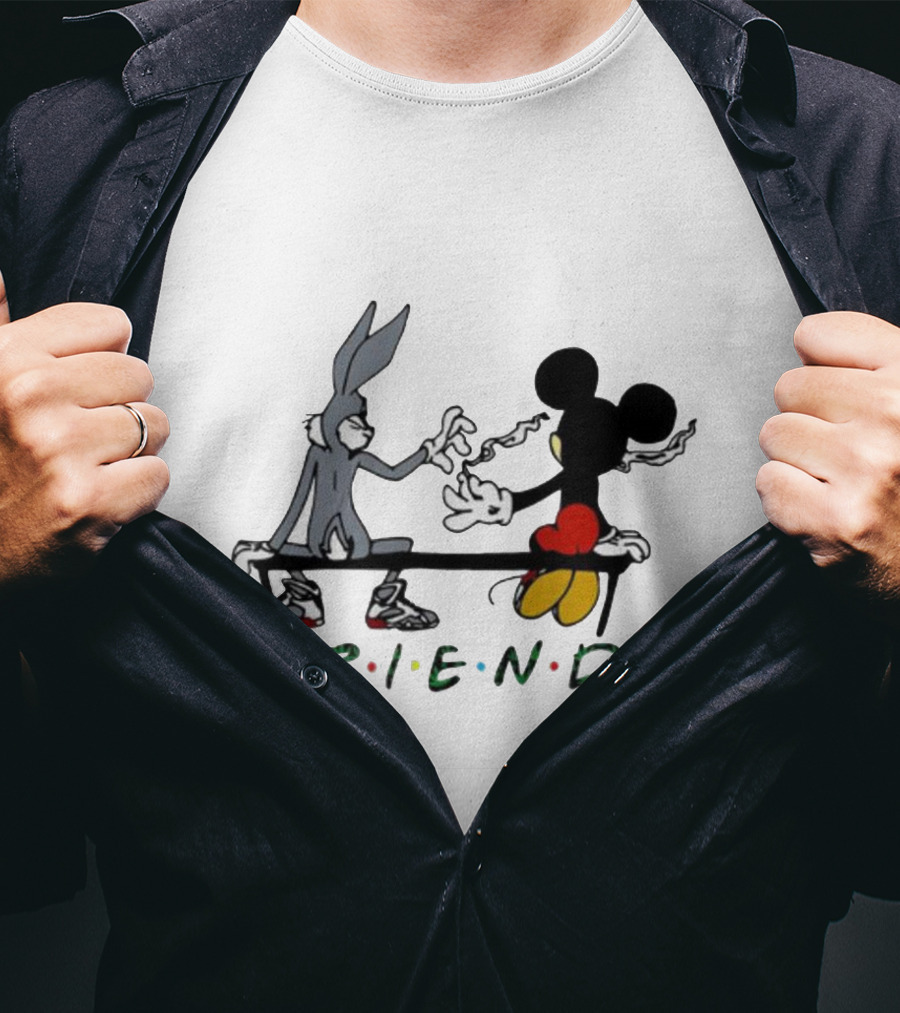 Friends Mickey Bugs Bench T-Shirt