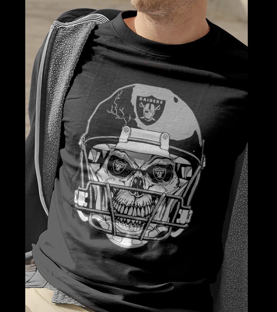 Raider Skull Helmet With Iconic Logo And Lightning Details T-Shirt