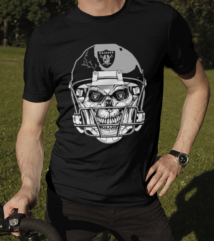 Raider Skull Helmet With Iconic Logo And Lightning Details T-Shirt