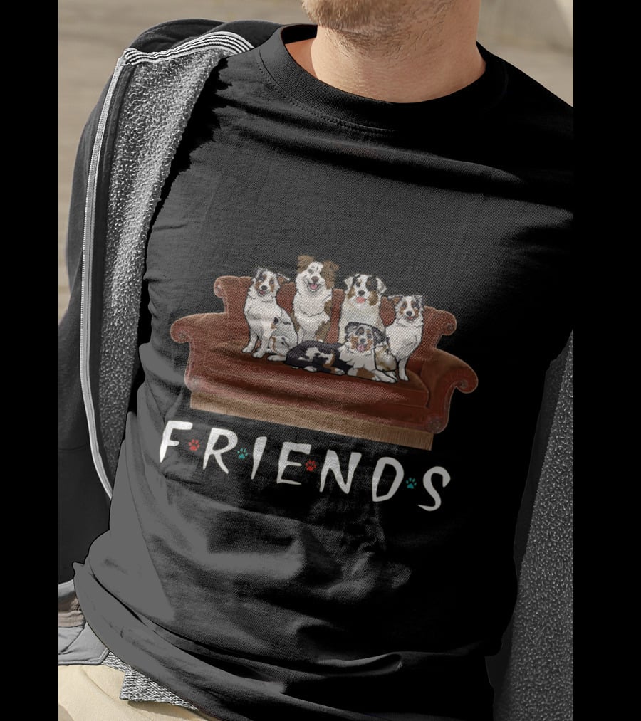 Friends Australian Shepherds On Sofa T-Shirt
