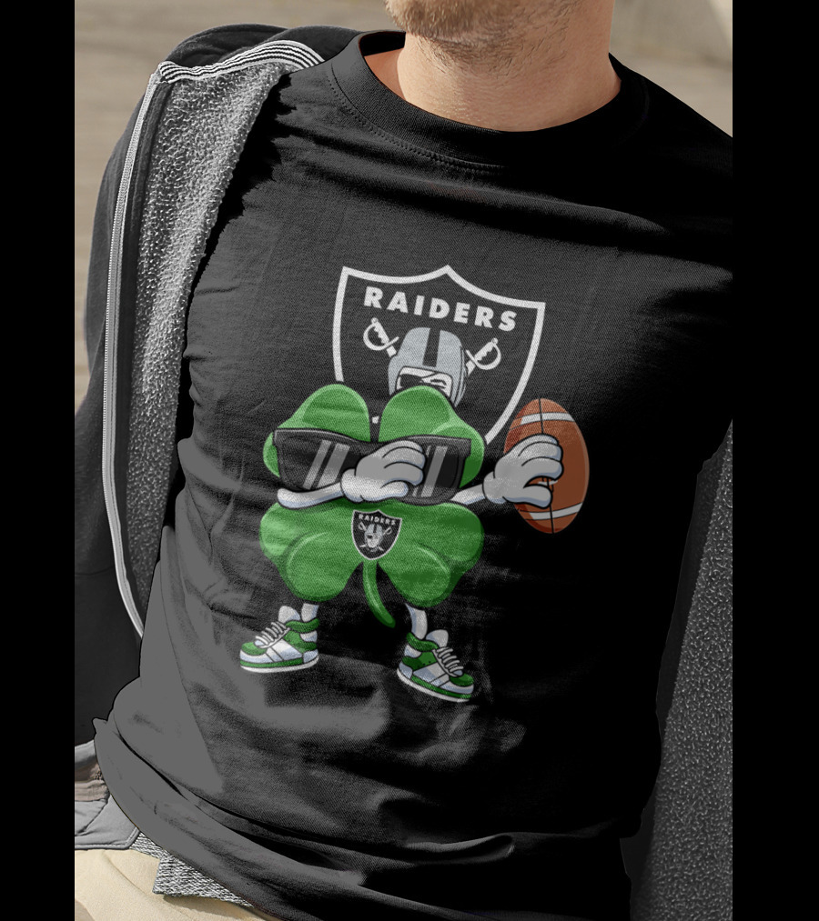 Raiders Shamrock Dabbing St. Patrick's Day Football Manter T-Shirt