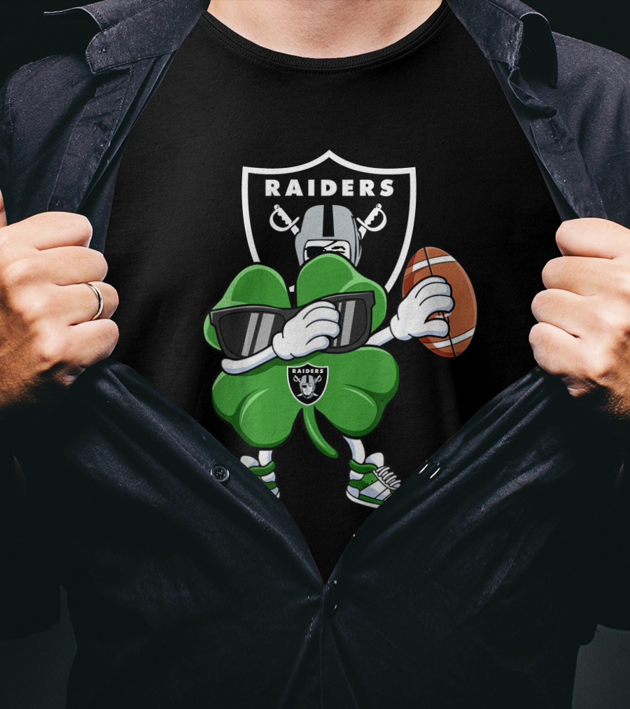 Raiders Shamrock Dabbing St. Patrick's Day Football Manter T-Shirt