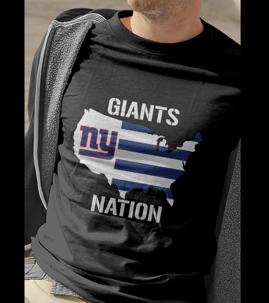 NY Giants Nation USA Map Stripes T-Shirt