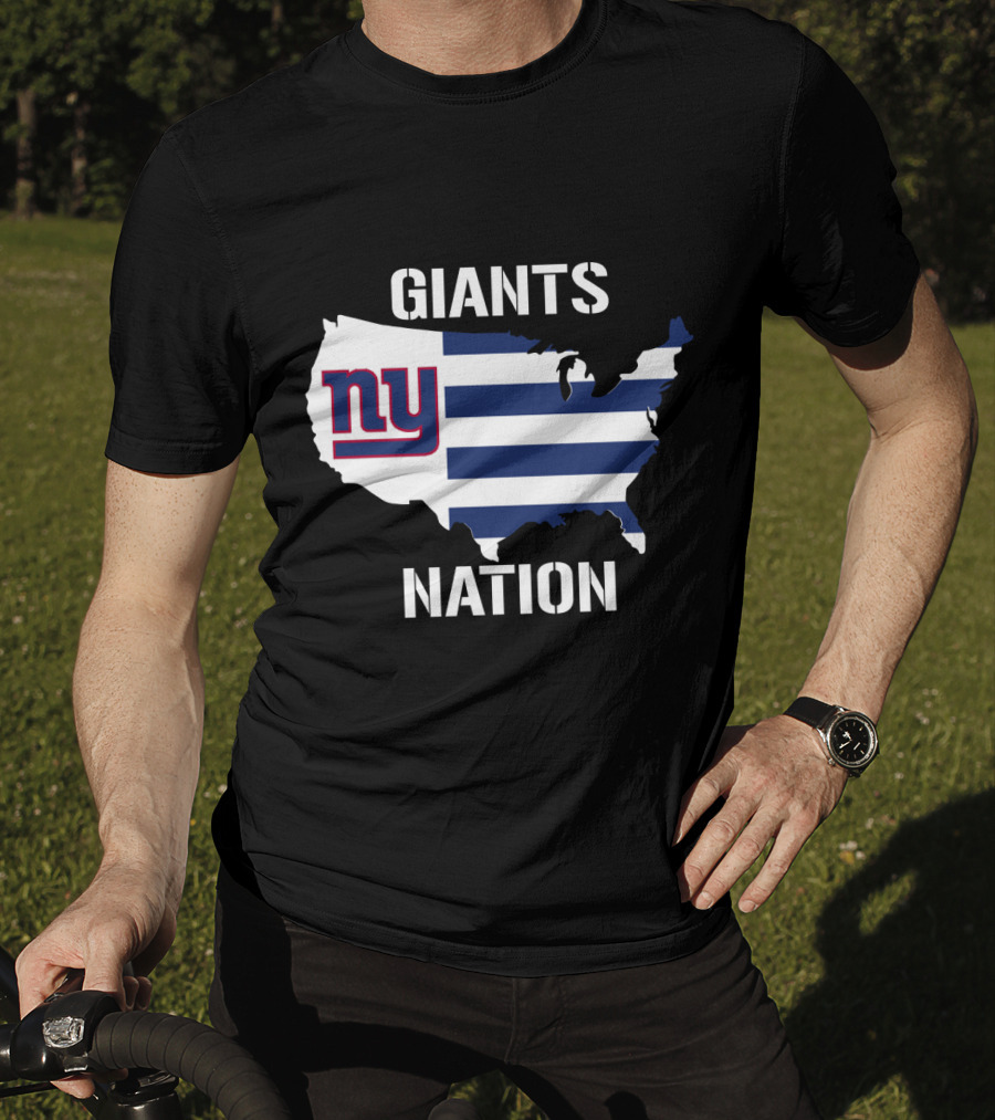 NY Giants Nation USA Map Stripes T-Shirt