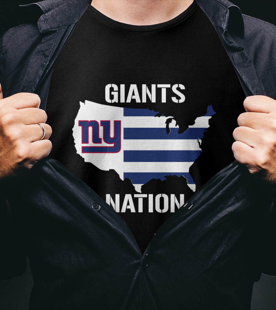 NY Giants Nation USA Map Stripes T-Shirt