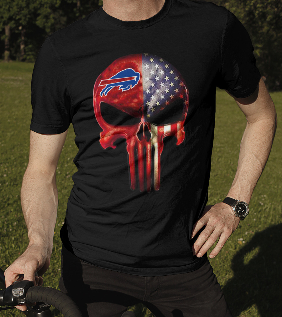 Buffalo Skull American Flag Fan Only T-Shirt
