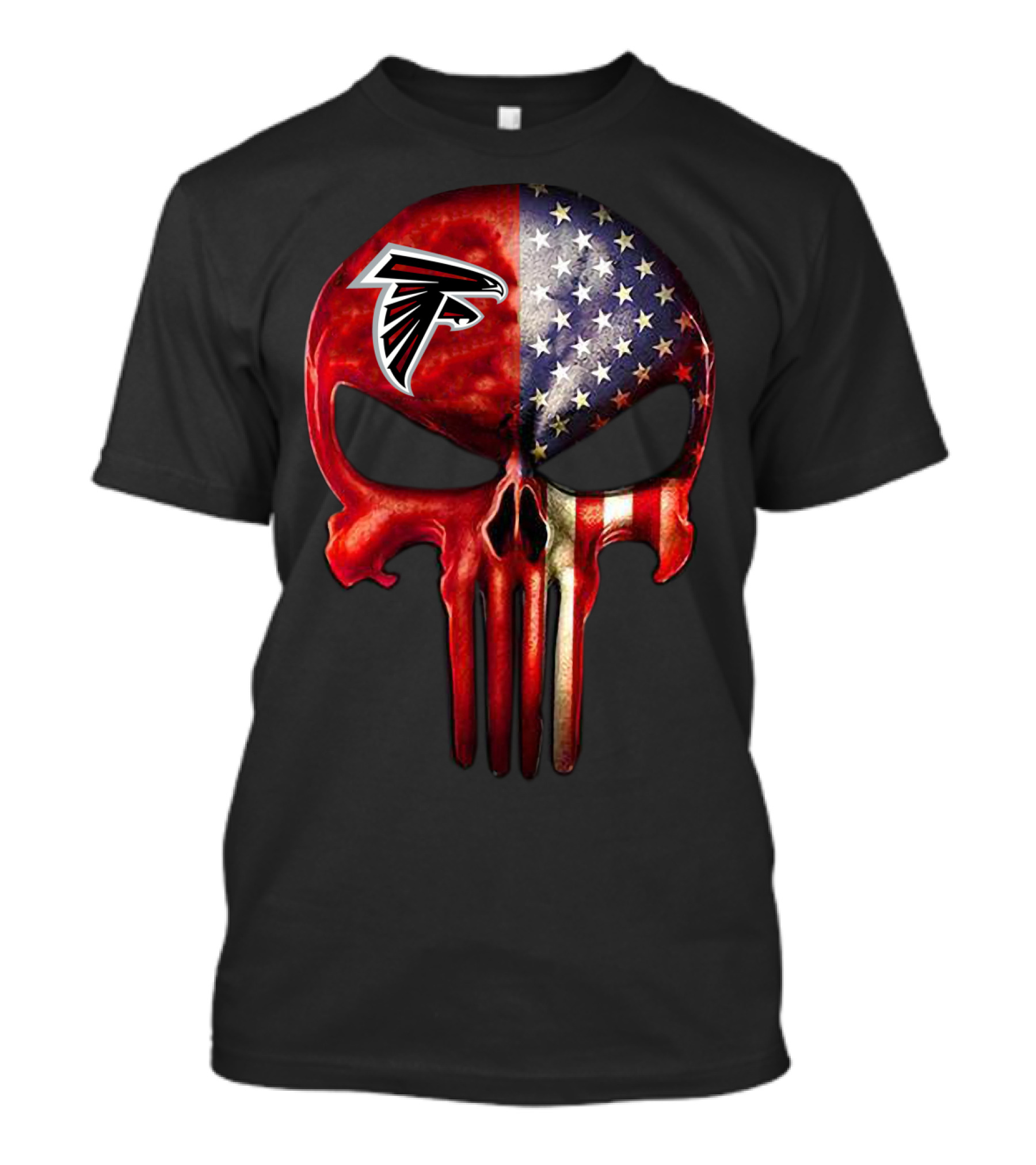 02 Atlanta Falcons American Flag Skull T-Shirt