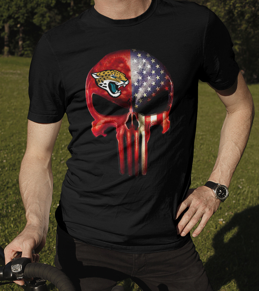 Jacksonville Jaguars American Flag Punisher Skull T-Shirt