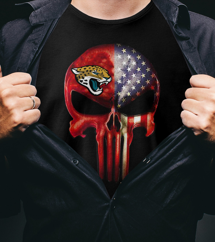Jacksonville Jaguars American Flag Punisher Skull T-Shirt
