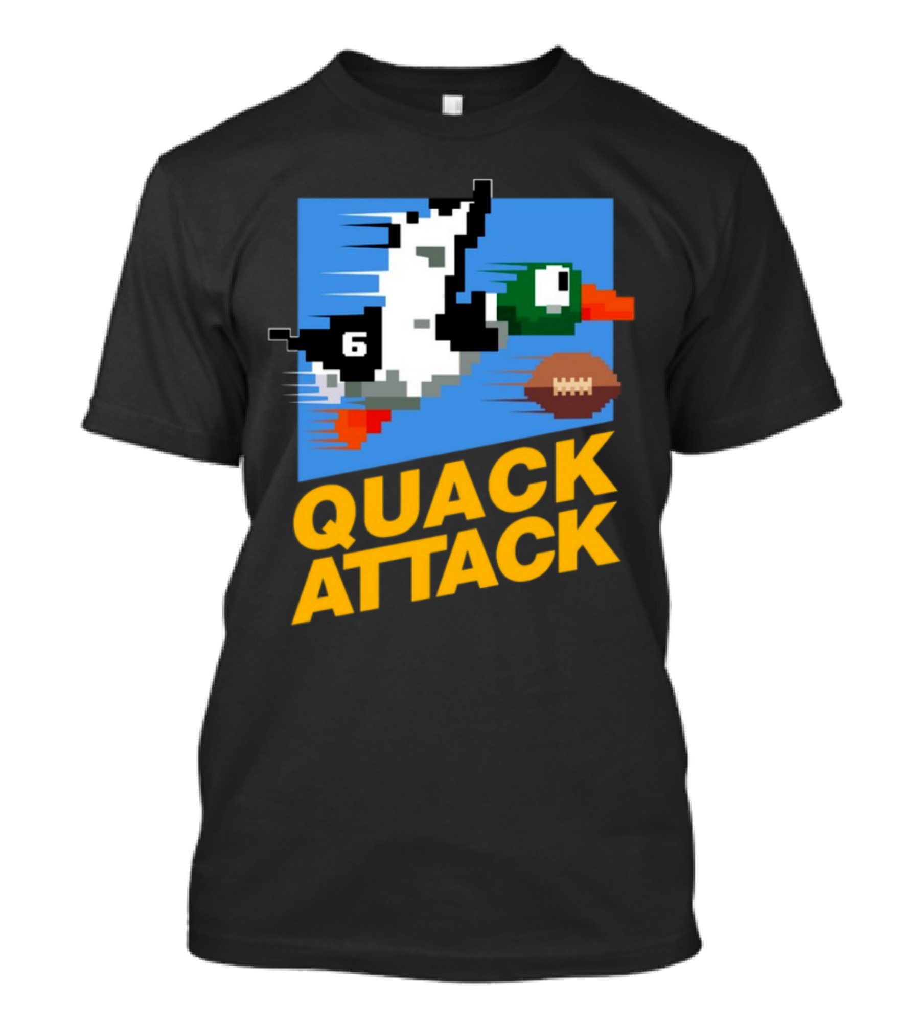 Quack Attack Pixel Duck Football Retro Gaming T-Shirt