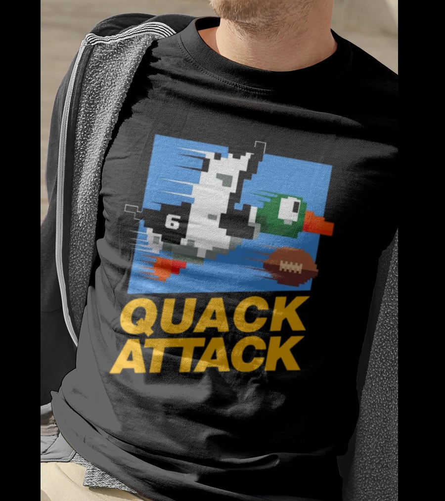 Quack Attack Pixel Duck Football Retro Gaming T-Shirt