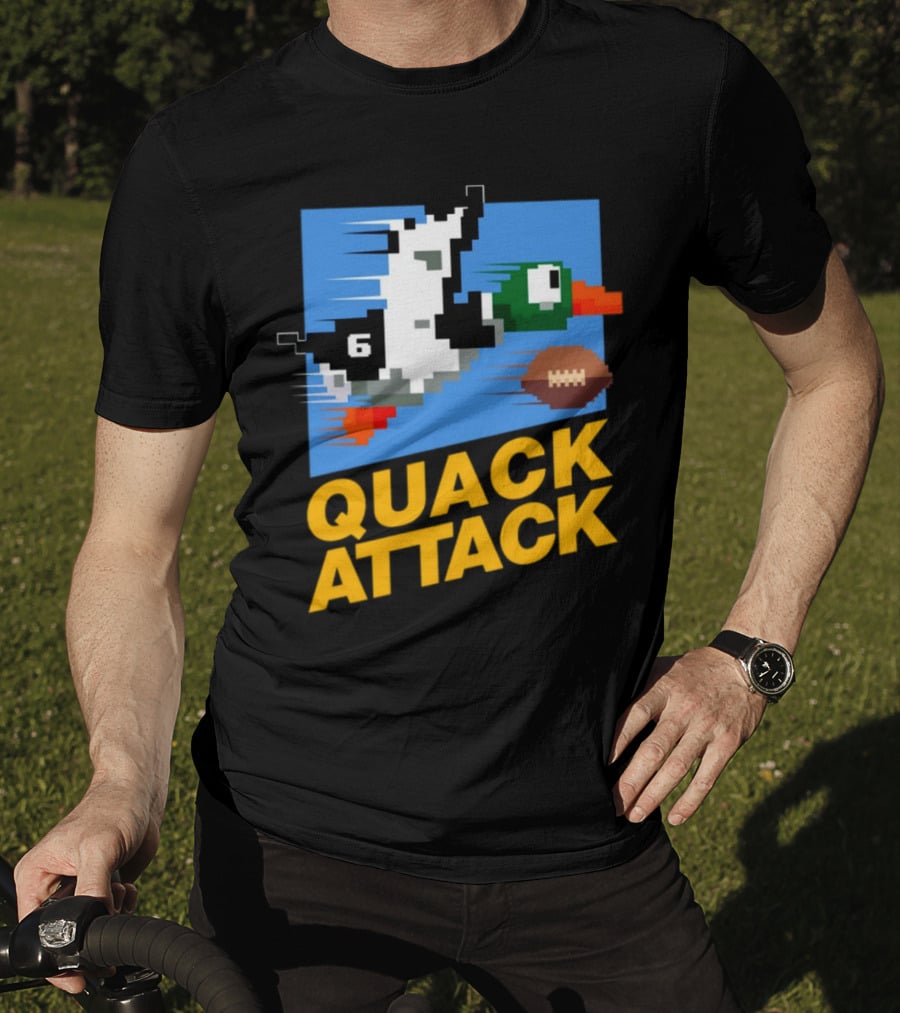 Quack Attack Pixel Duck Football Retro Gaming T-Shirt