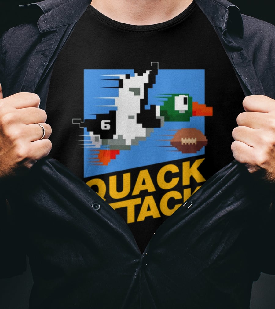 Quack Attack Pixel Duck Football Retro Gaming T-Shirt