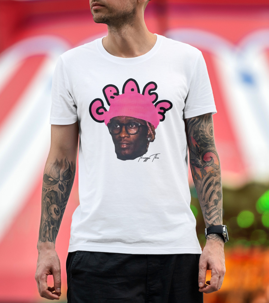 Thuggin Thuggin Grace Pink Beanie Glasses T-Shirt