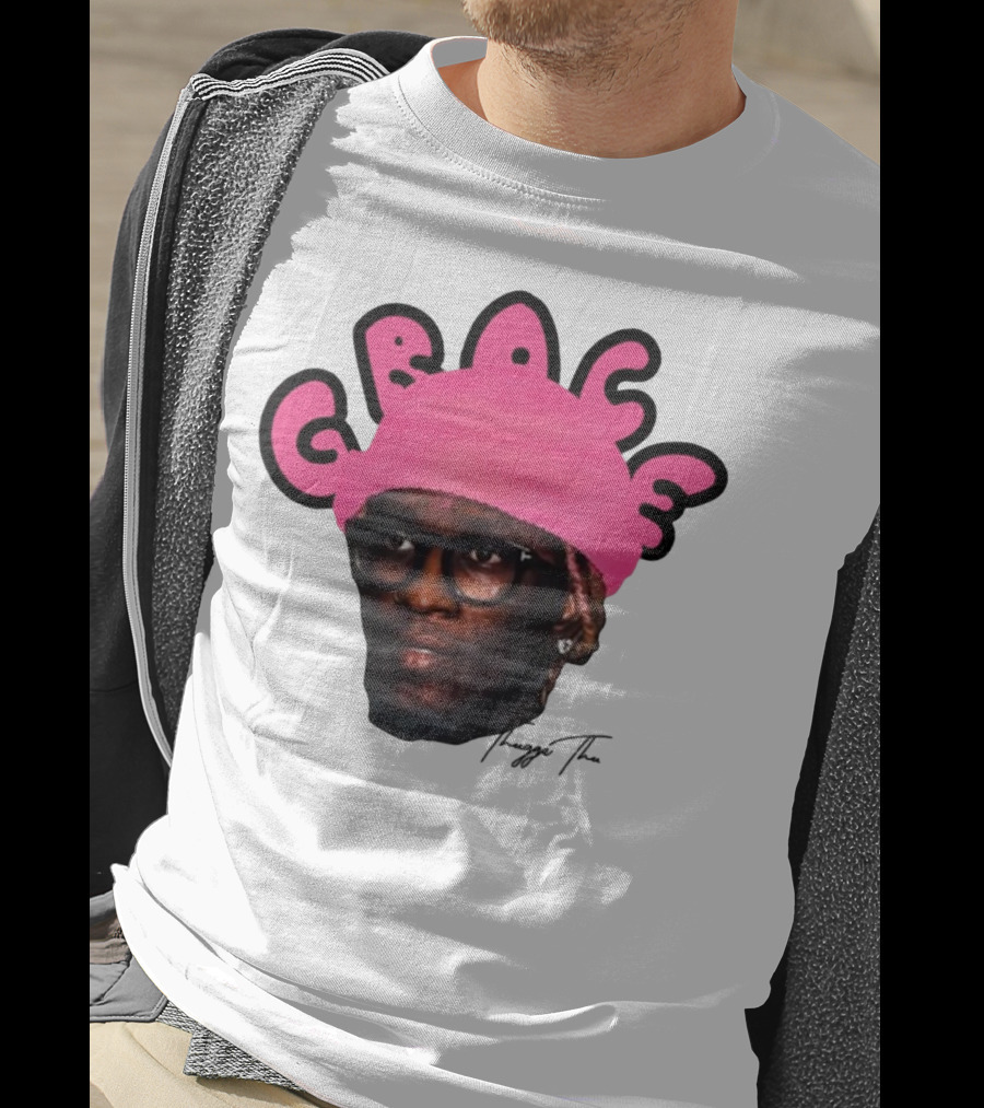 Thuggin Thuggin Grace Pink Beanie Glasses T-Shirt