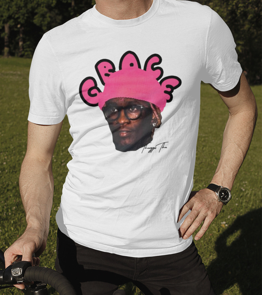 Thuggin Thuggin Grace Pink Beanie Glasses T-Shirt