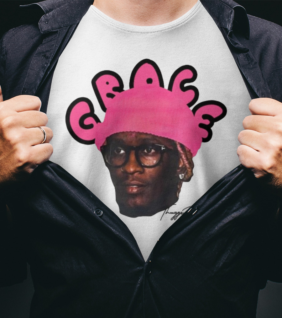 Thuggin Thuggin Grace Pink Beanie Glasses T-Shirt