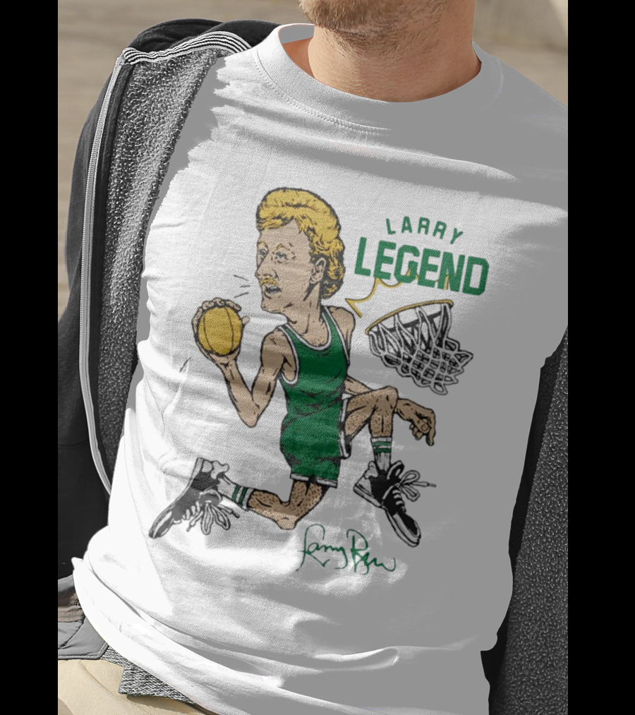Larry Legend Layup Basketball Icon With Signature T-Shirt