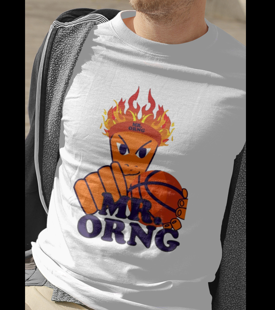 MR ORNG Basketball Flame Fist Character T-Shirt