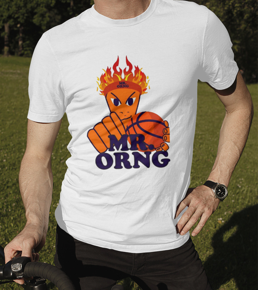 MR ORNG Basketball Flame Fist Character T-Shirt
