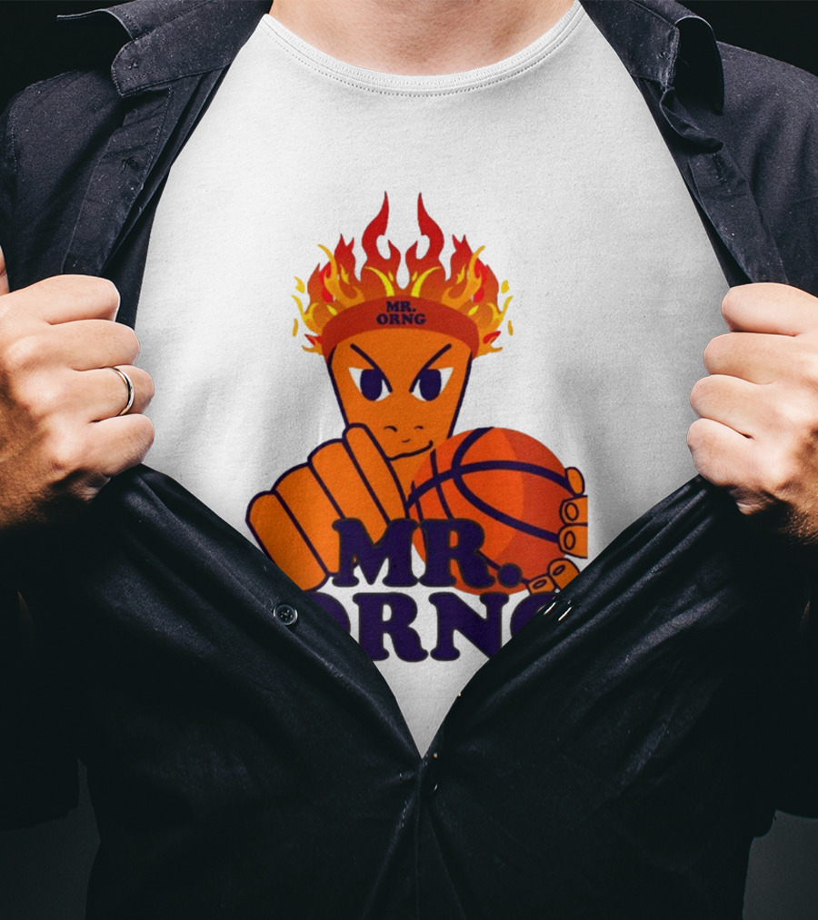 MR ORNG Basketball Flame Fist Character T-Shirt