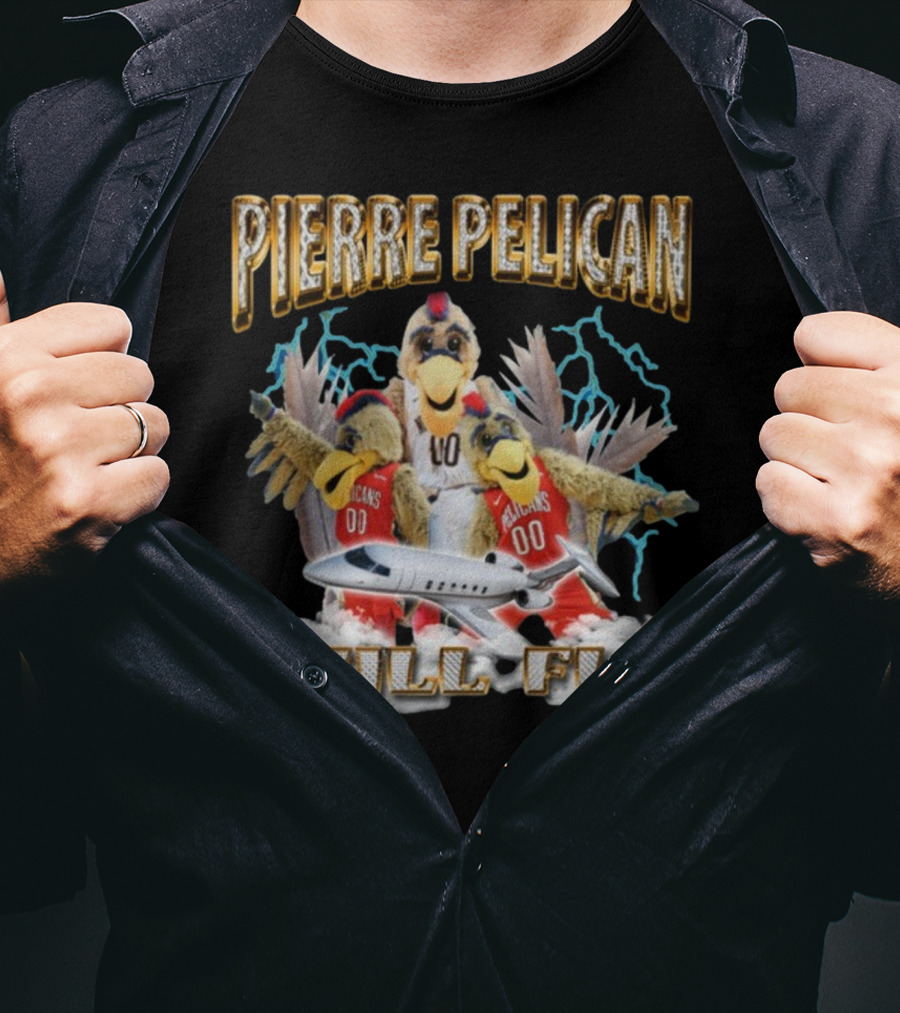 Pierre Pelican Still Fly With Jet And Lightning T-Shirt