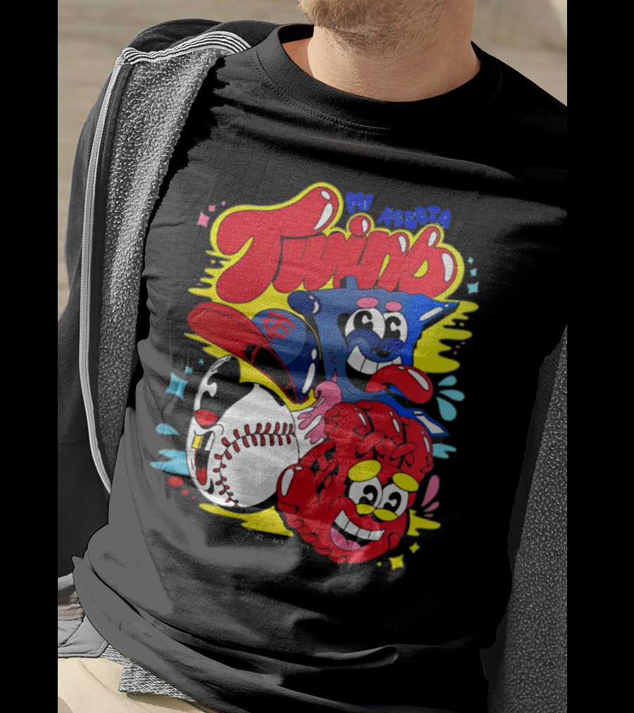 Minnesota Twins Cartoon Characters Baseball Art Evan Weselmann T-Shirt