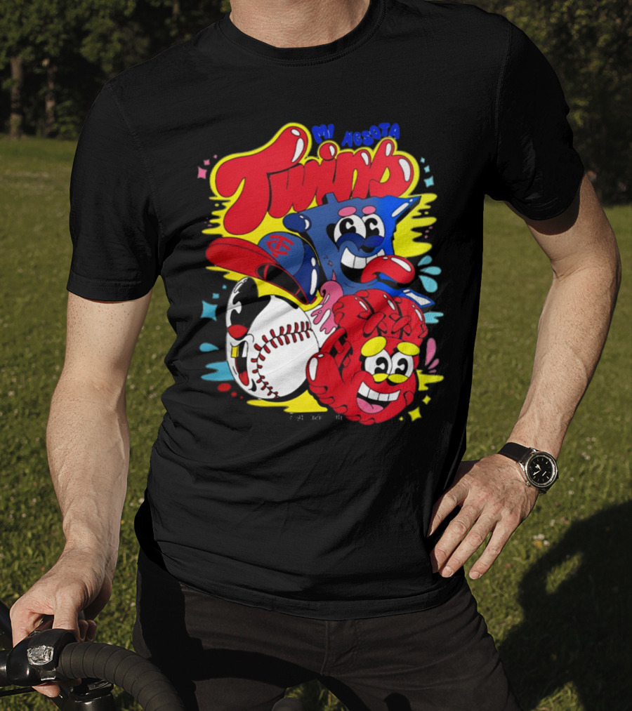 Minnesota Twins Cartoon Characters Baseball Art Evan Weselmann T-Shirt