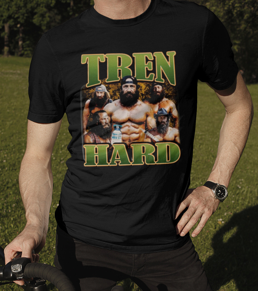 TREN HARD Bodybuilding Bearded Muscular Men With Medicine Bottle T-Shirt