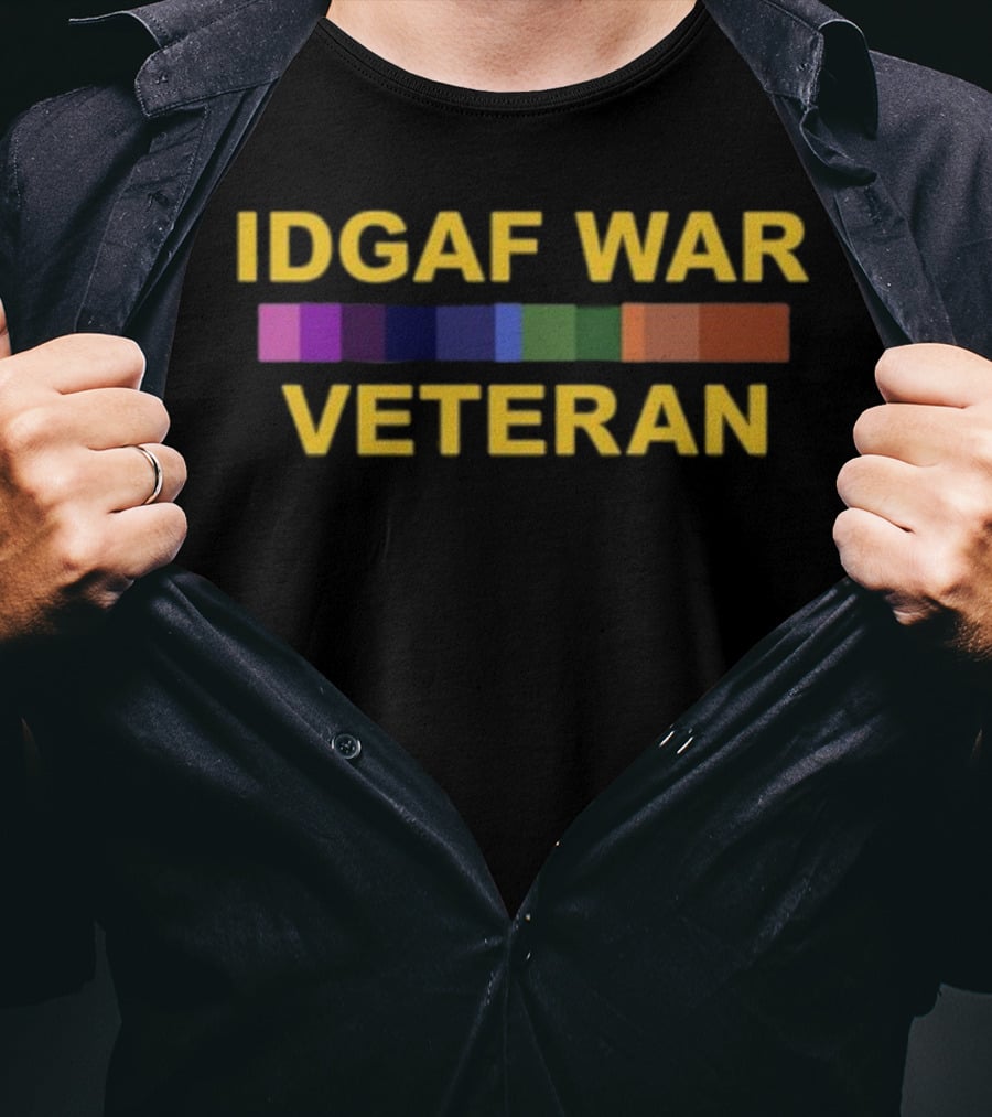 IDGAF War Veteran Color Bars T-Shirt