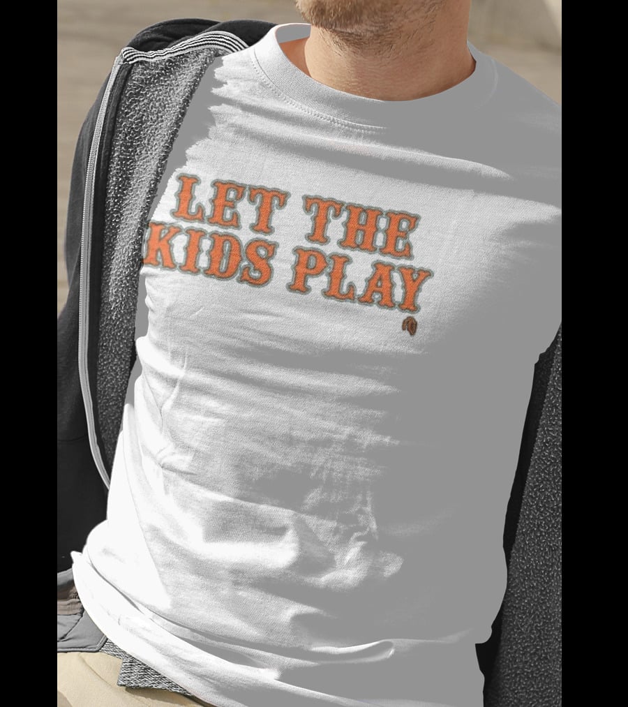 Let The Kids Play Baseball Inspired Text T-Shirt
