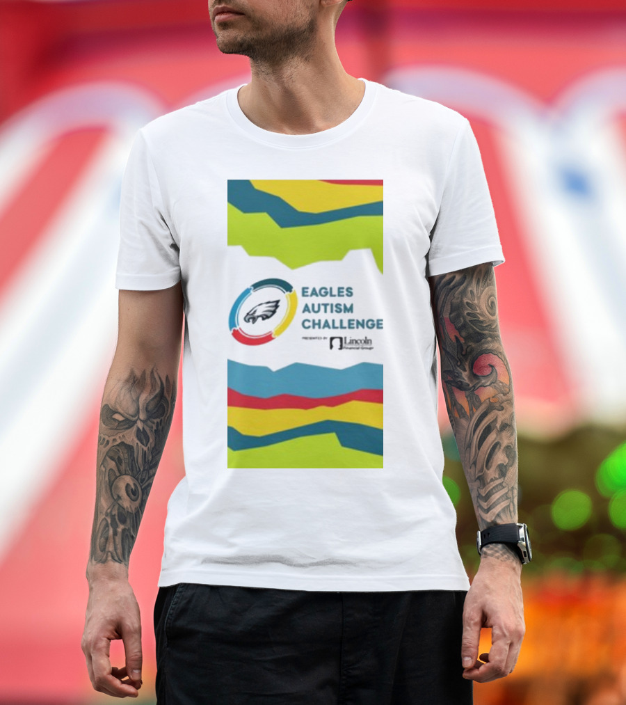 Eagles Autism Challenge Presented by Lincoln Financial Group Colorful Abstract Background T-Shirt