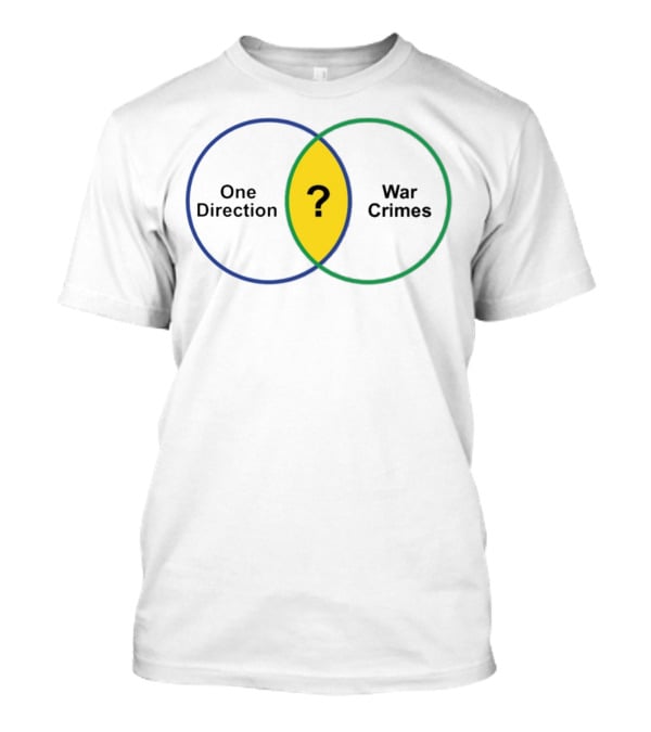 One Direction War Crimes Venn Diagram Question Mark T-Shirt