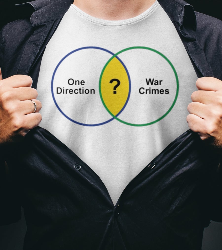 One Direction War Crimes Venn Diagram Question Mark T-Shirt