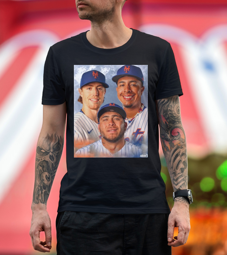 New York Mets Brett Baty with Teammates in SNY Photo T-Shirt