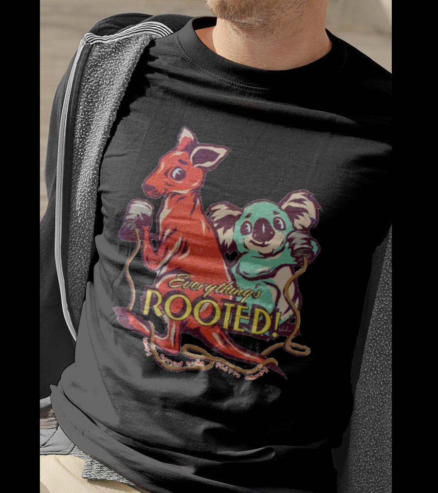 Everything's Rooted Kangaroo And Koala Play With Cords T-Shirt