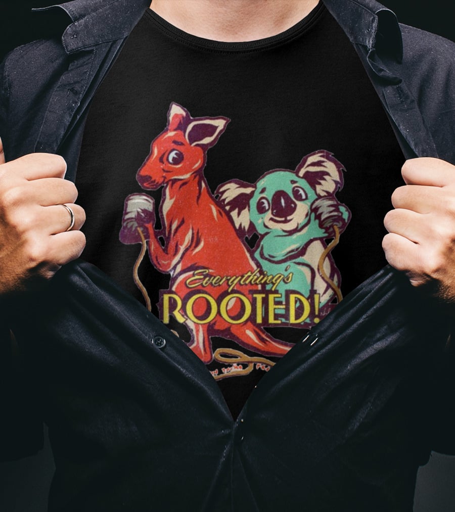 Everything's Rooted Kangaroo And Koala Play With Cords T-Shirt