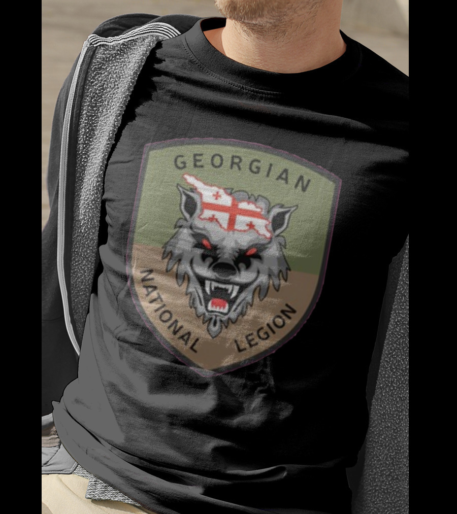 Georgian National Legion Wolf Emblem Georgian Flag мотопіхотний Батальйон 100 ог Бригада T-Shirt