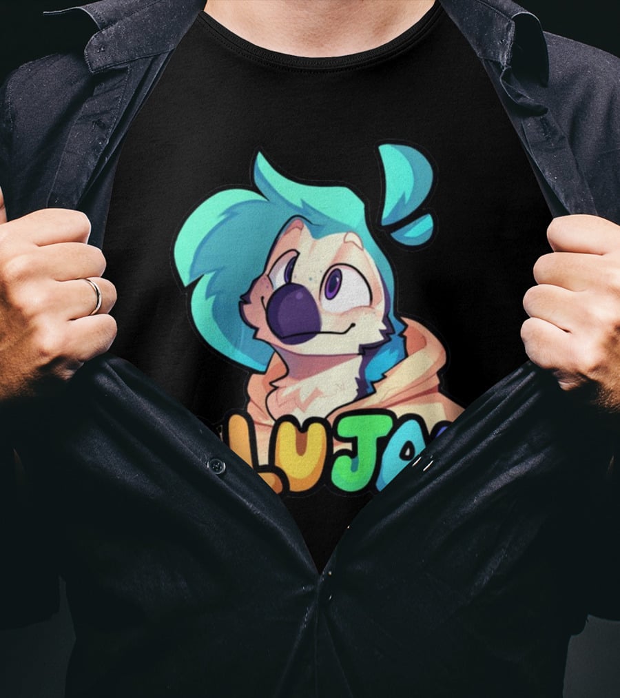 BLUJAY Blue-Haired Cartoon Character T-Shirt