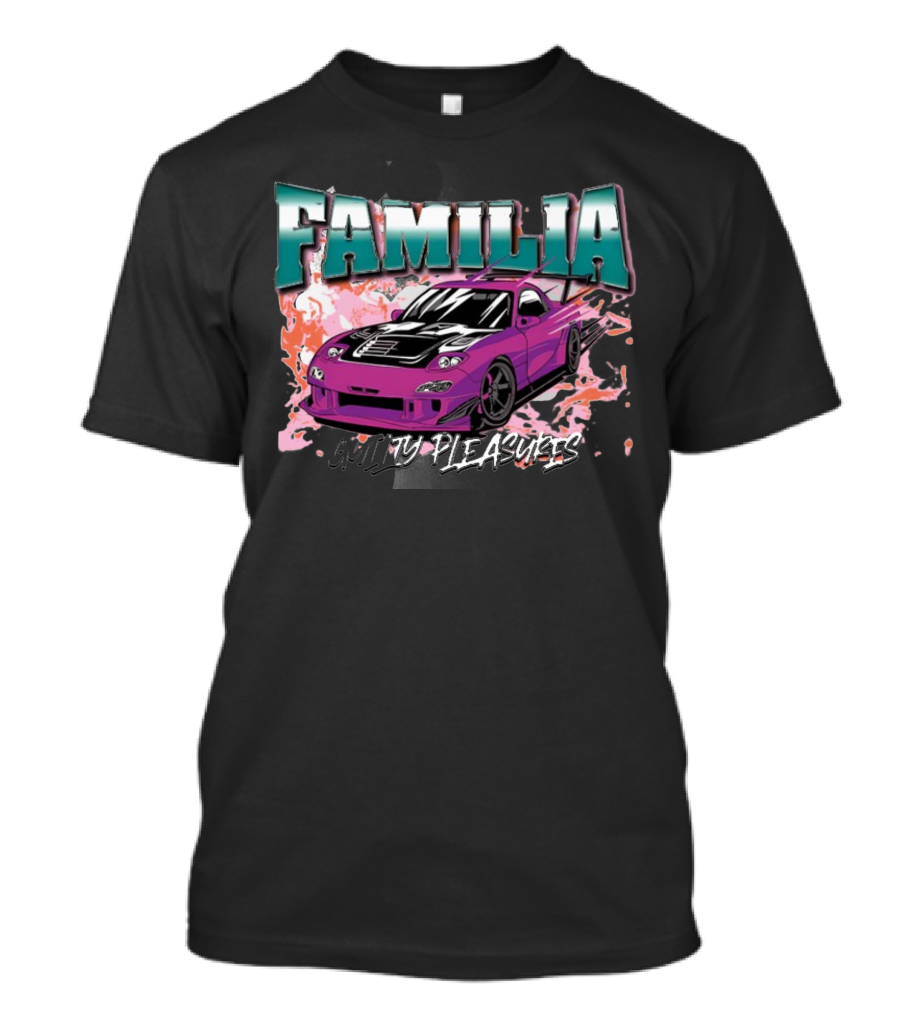 FAMILIA Guilty Pleasures Tryguys Car Explosion T-Shirt
