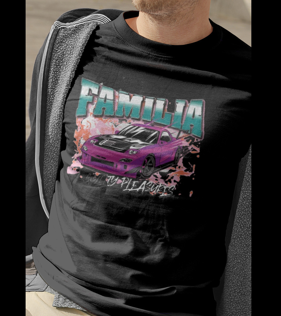 FAMILIA Guilty Pleasures Tryguys Car Explosion T-Shirt