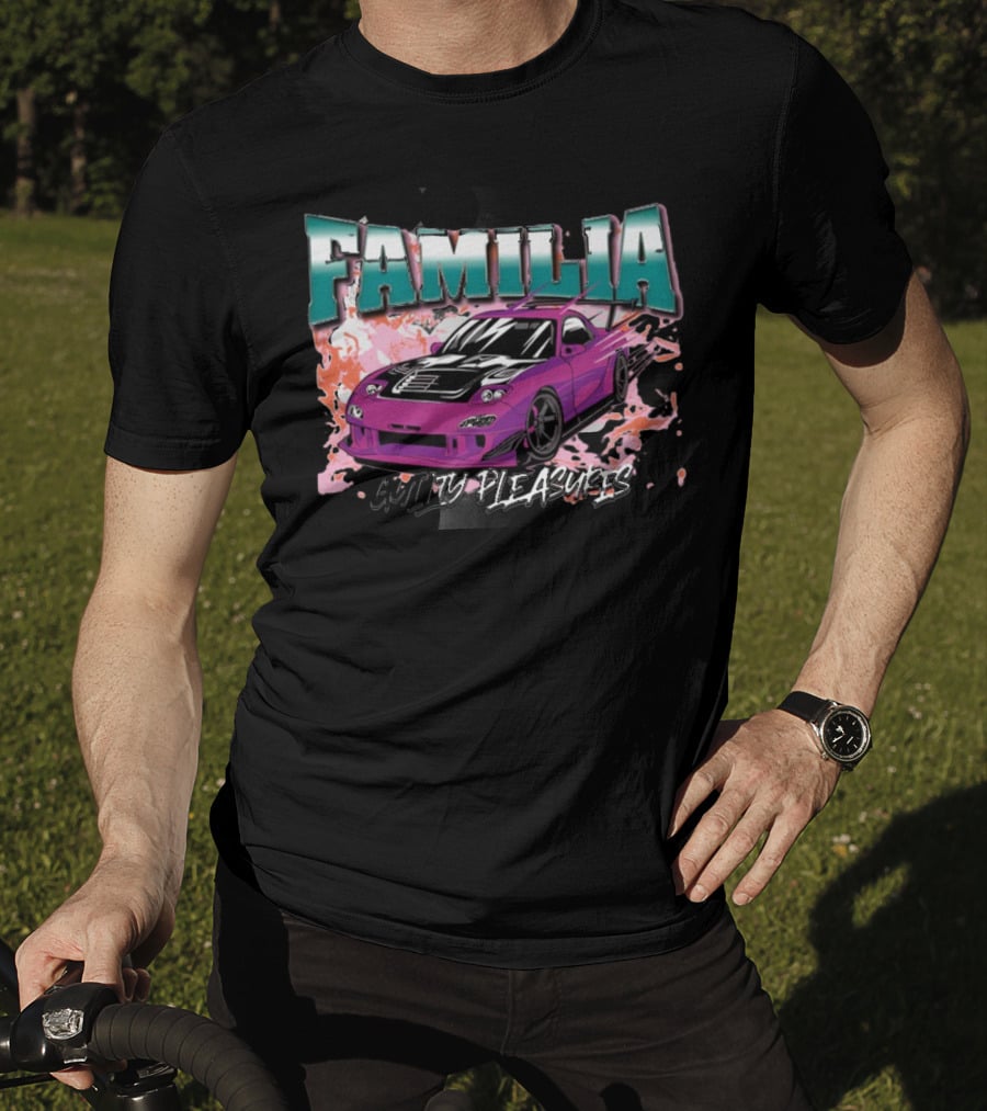 FAMILIA Guilty Pleasures Tryguys Car Explosion T-Shirt
