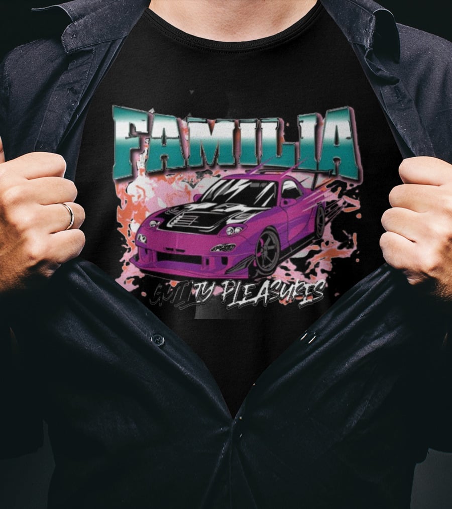 FAMILIA Guilty Pleasures Tryguys Car Explosion T-Shirt