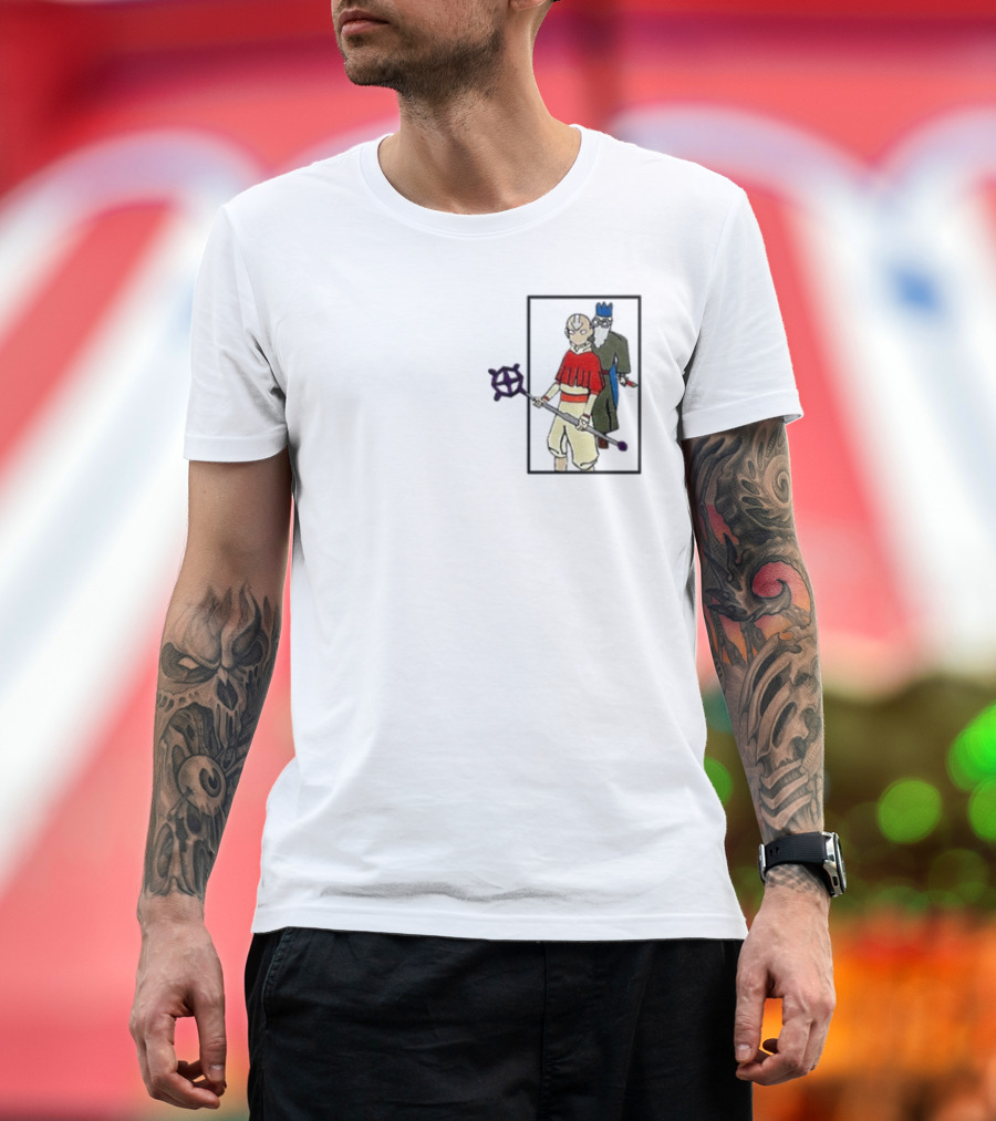 Avatar Aang and Wise Old Man with King Hat and Purple Staff T-Shirt