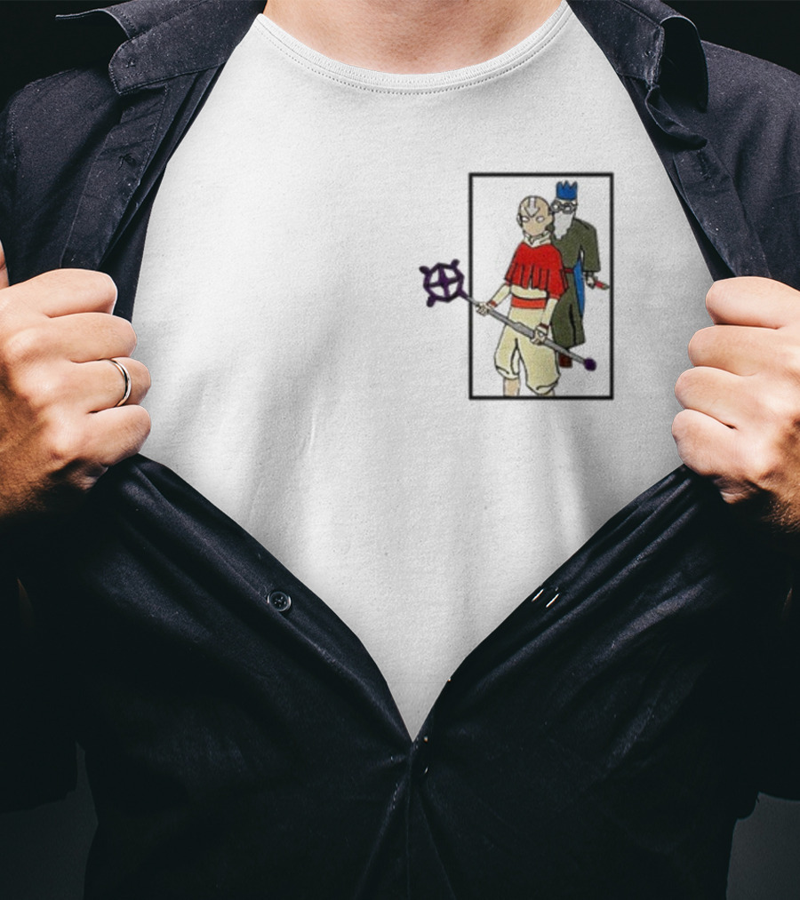 Avatar Aang And Wise Old Man With King Hat And Purple Staff T-Shirt